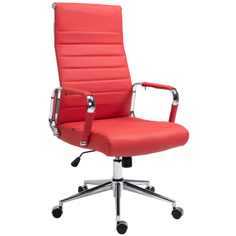 Fauteuil de bureau Columbus, cuir v?ritable, rouge
