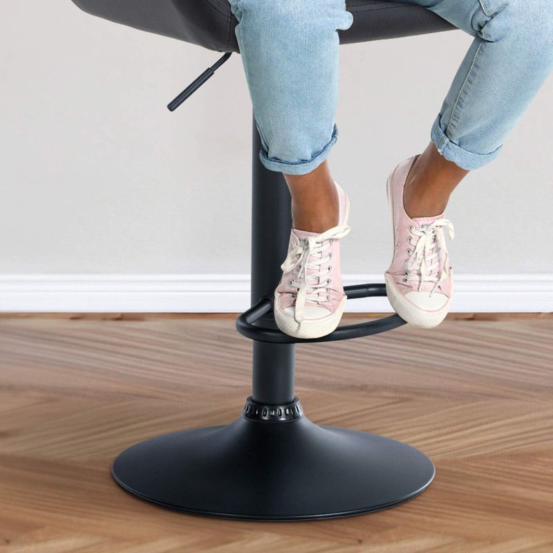 Tabouret de bar Braga en velours noir noir