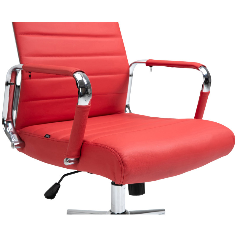 Fauteuil de bureau Columbus, cuir véritable, rouge