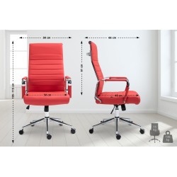 Fauteuil de bureau Columbus, cuir v?ritable, rouge