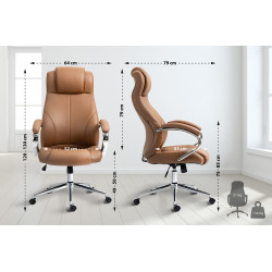 Fauteuil de bureau Salford, cuir v?ritable, marron clair