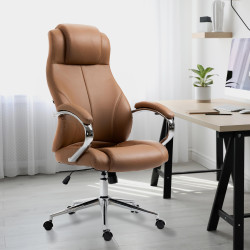 Fauteuil de bureau Salford, cuir v?ritable, marron clair
