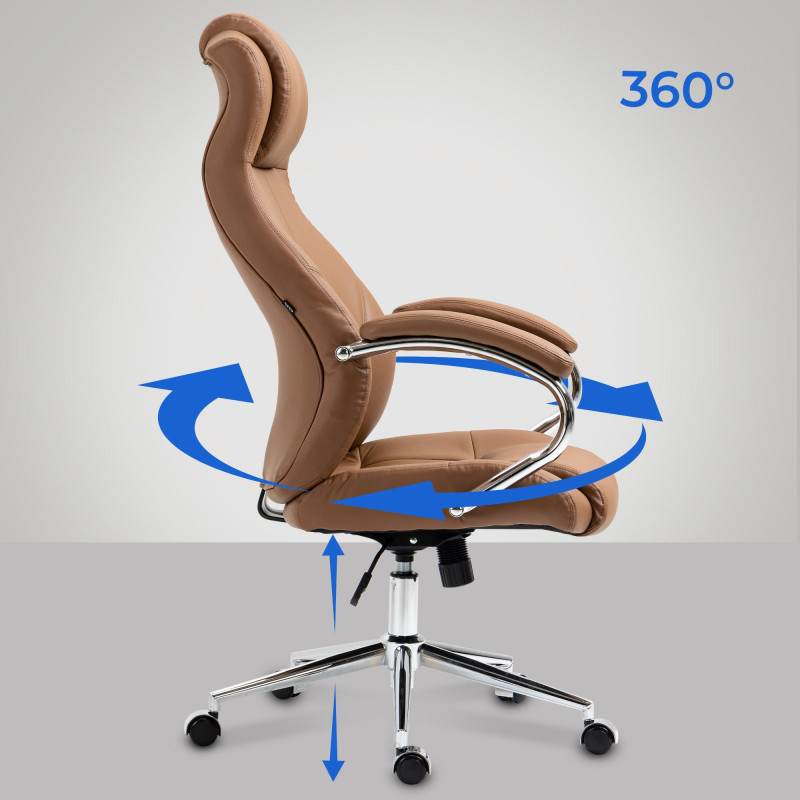 Fauteuil de bureau Salford, cuir v?ritable, marron clair