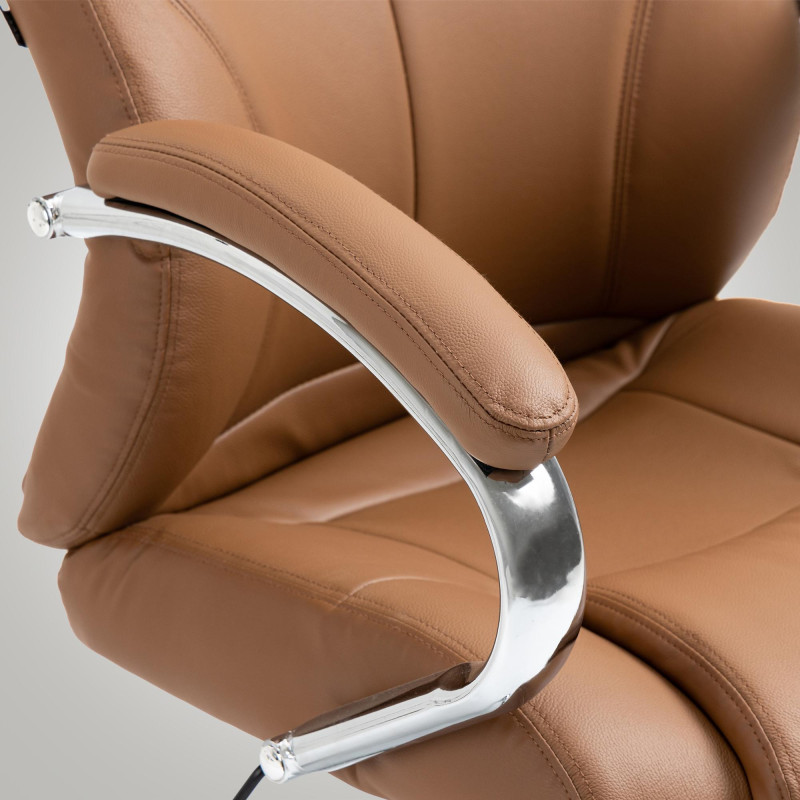 Fauteuil de bureau Salford, cuir véritable, marron clair