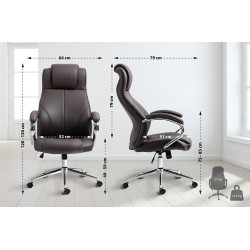 Fauteuil de bureau Salford, cuir véritable, marron