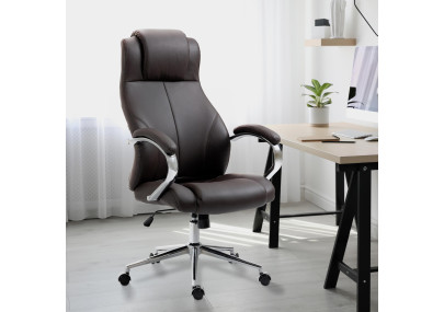 Fauteuil de bureau Salford, cuir véritable, marron