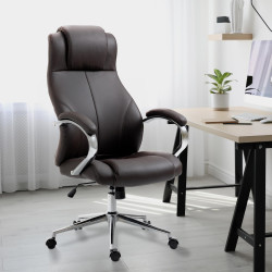 Fauteuil de bureau Salford, cuir v?ritable, marron