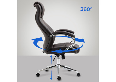 Fauteuil de bureau Salford, cuir véritable, marron