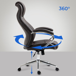 Fauteuil de bureau Salford, cuir véritable, marron