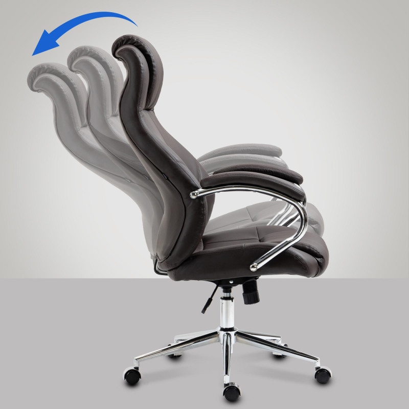 Fauteuil de bureau Salford, cuir véritable, marron