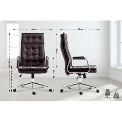 Fauteuil de bureau Sotira, cuir véritable, marron