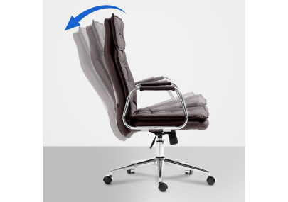 Fauteuil de bureau Sotira, cuir véritable, marron