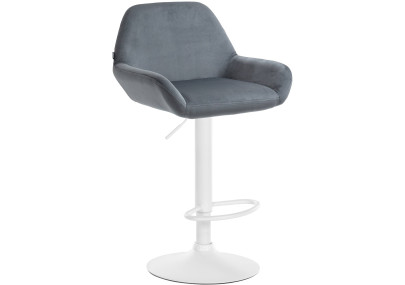 Tabouret de bar Braga, velours, blanc/gris foncé