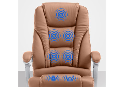 Fauteuil de bureau Pacific V2 avec fonction massage, similicuir marron clair