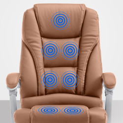 Fauteuil de bureau Pacific V2 avec fonction massage, similicuir marron clair