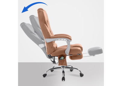 Fauteuil de bureau Pacific V2 avec fonction massage, similicuir marron clair