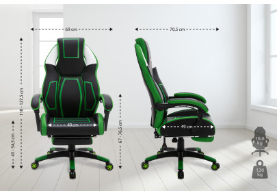 Chaise de bureau Clovis, similicuir, noir/vert