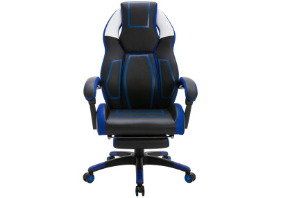 Chaise de bureau Clovis, similicuir, noir/bleu