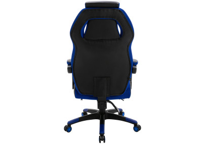 Chaise de bureau Clovis, similicuir, noir/bleu