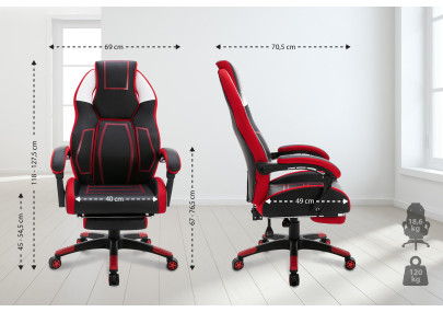 Chaise de bureau Clovis, similicuir, noir/rouge