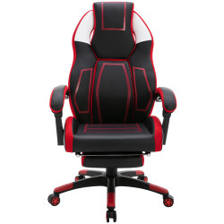 Chaise de bureau Clovis, similicuir, noir/rouge