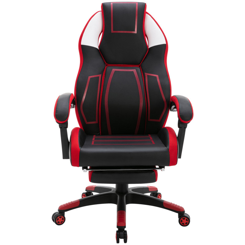 Chaise de bureau Clovis, similicuir, noir/rouge