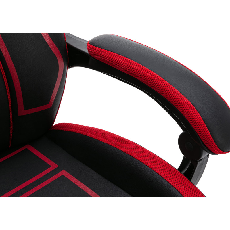 Chaise de bureau Clovis, similicuir, noir/rouge