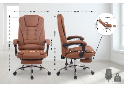 Fauteuil de bureau Oxygen, similicuir, marron clair