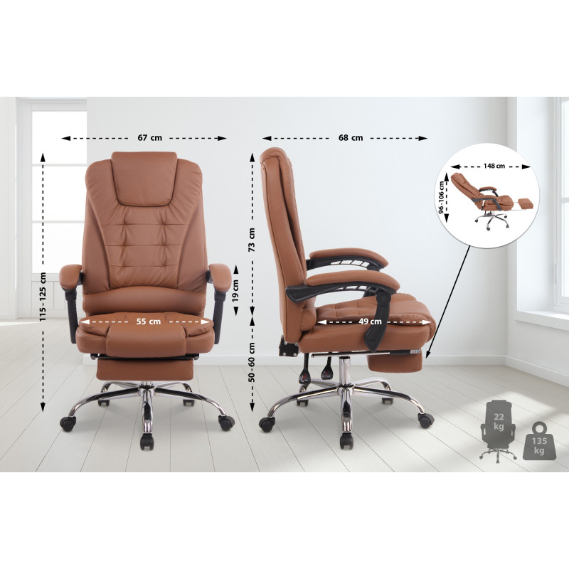 Fauteuil de bureau Oxygen, similicuir, marron clair