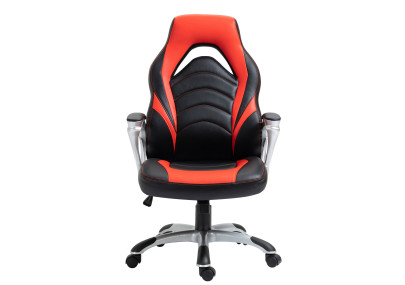 Chaise de bureau Foxton, similicuir, noir/rouge