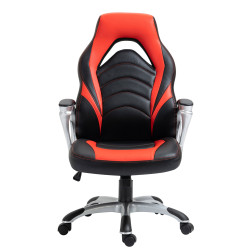 Sedia da ufficio Foxton in finta pelle nero/rosso