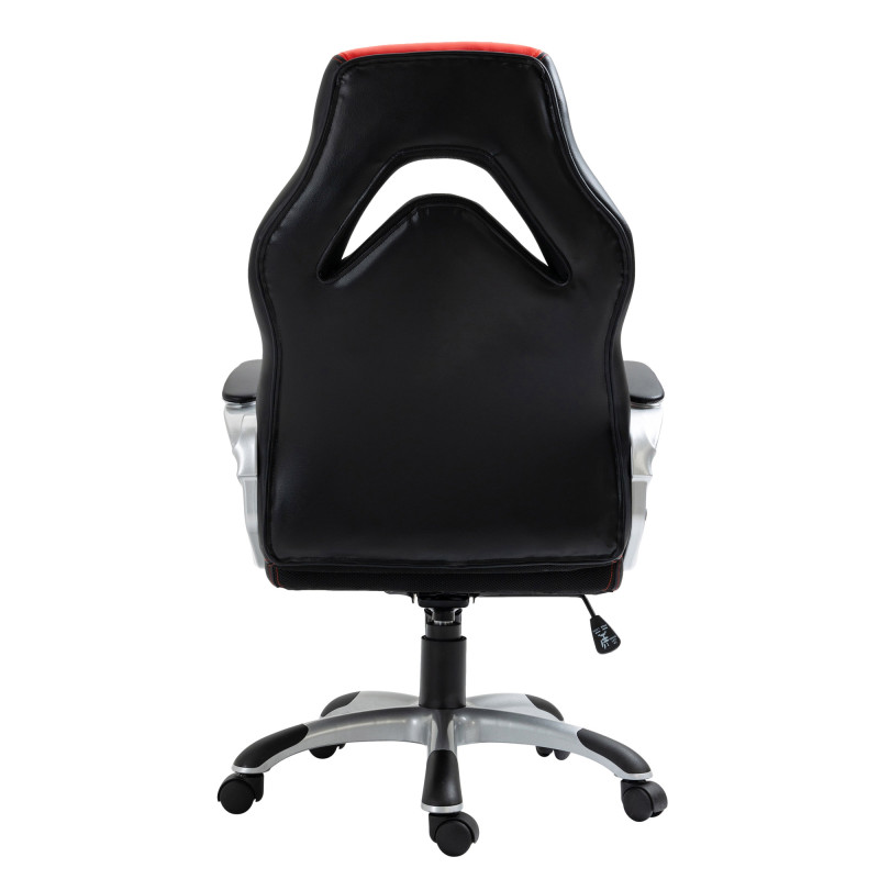 Chaise de bureau Foxton, similicuir, noir/rouge