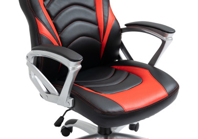 Chaise de bureau Foxton, similicuir, noir/rouge