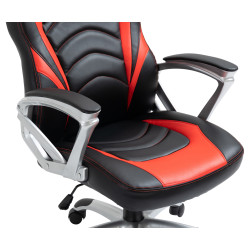 Chaise de bureau Foxton, similicuir, noir/rouge