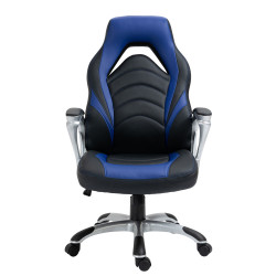 Chaise de bureau Foxton, similicuir, noir/bleu