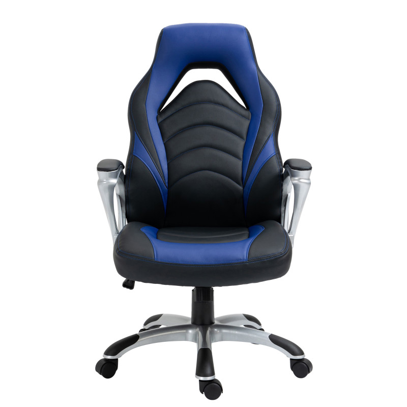 Chaise de bureau Foxton, similicuir, noir/bleu