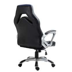 Chaise de bureau Foxton, similicuir, noir/bleu