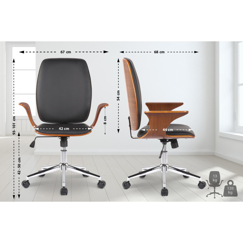 Silla De Oficina Burbank Nogal/negro,Simil cuero