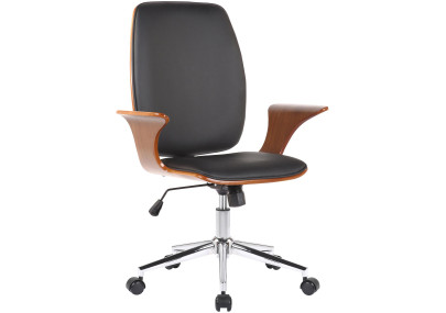 Chaise de bureau Burbank, similicuir, noyer/noir