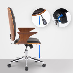 Chaise de bureau Burbank, similicuir, noyer/noir