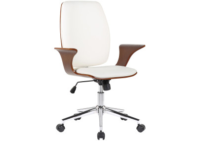Chaise de bureau Burbank, similicuir, noyer/blanc