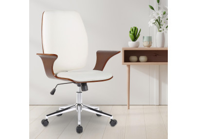 Chaise de bureau Burbank, similicuir, noyer/blanc