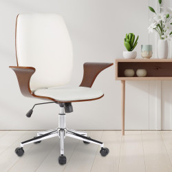 Silla De Oficina Burbank Nogal/blanco,Simil cuero