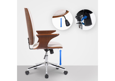 Silla De Oficina Burbank Nogal/blanco,Simil cuero