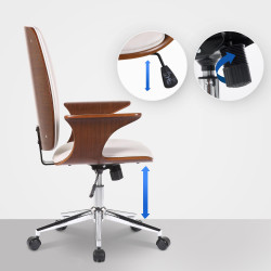 Chaise de bureau Burbank, similicuir, noyer/blanc