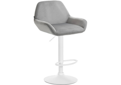 Tabouret de bar Braga en velours, blanc/gris