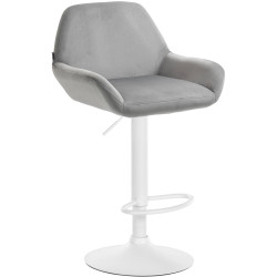 Tabouret de bar Braga en velours blanc gris