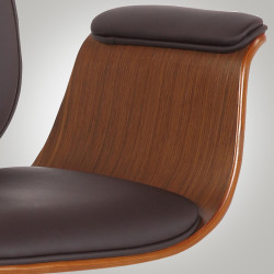 Chaise de bureau Kemberg, similicuir, noyer/marron