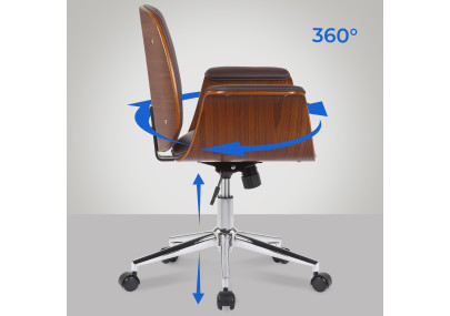 Sedia ufficio Kemberg in similpelle Noce/marrone