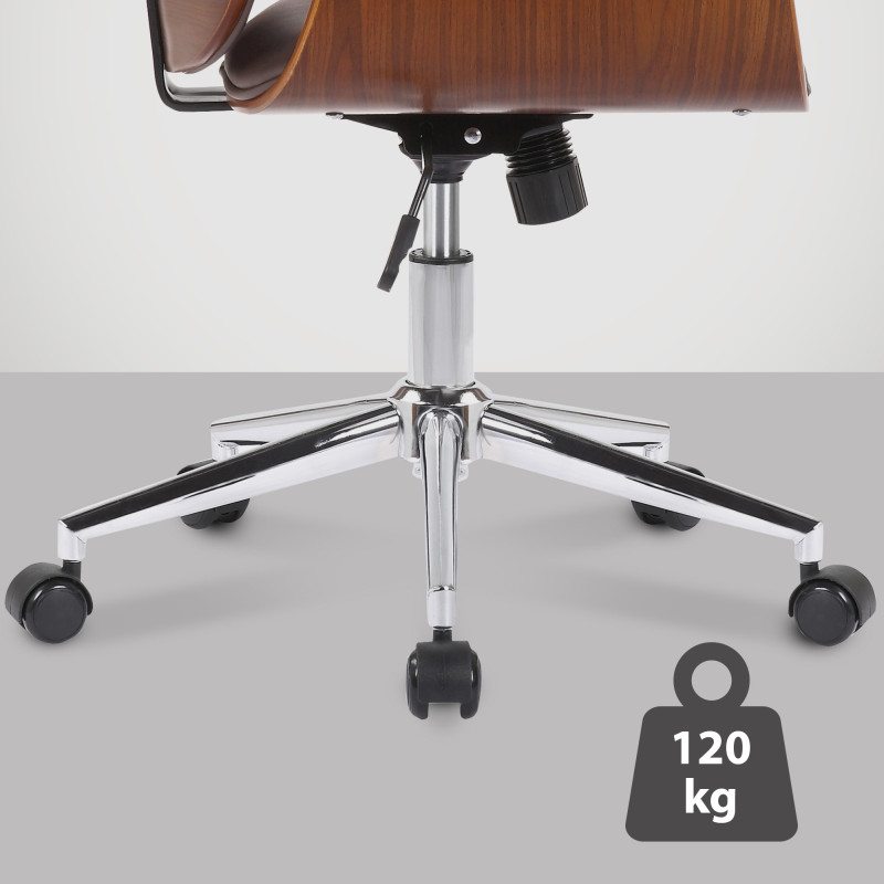 Chaise de bureau Kemberg, similicuir, noyer/marron